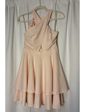 Kalani Hilliker For Alyce Paris Halter Circle Skirt Pink Mini Dress Size Small